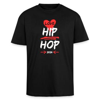 Hip Hop Love 2026 - Édition Street Style - T-shirt unisexe oversize épais - noir - Devant - Alina (178cm) & Michal (187cm)