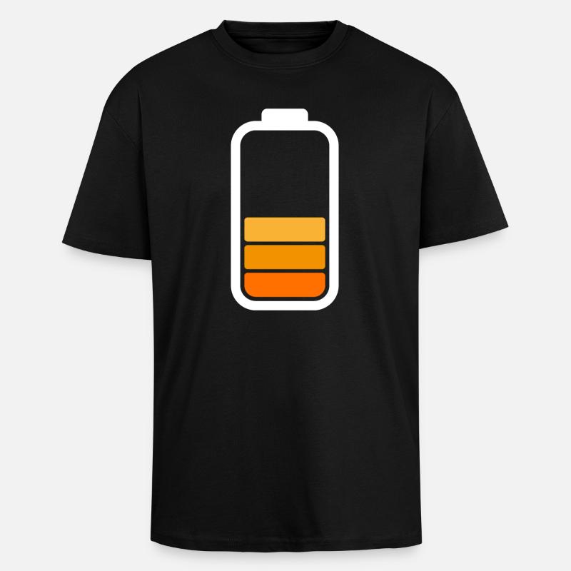 HALF BATTERY - Blanc - T-shirt unisexe oversize épais - noir