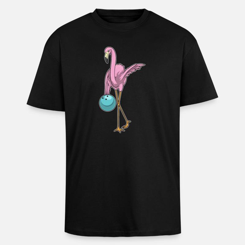 Flamingo Bowling Bowlingkugel - Oversized Heavyweight Unisex T-Shirt - Schwarz