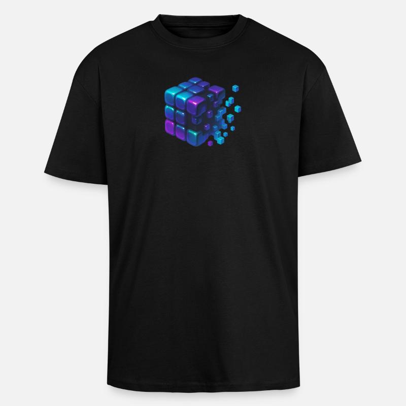 Digital Cube Explosion - Oversized Heavyweight Unisex T-Shirt - Schwarz