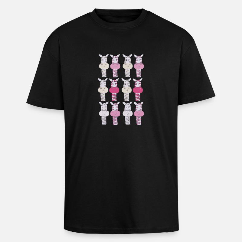 Zebra Pattern Pink - Unisex Oversized Heavyweight T-shirt - black