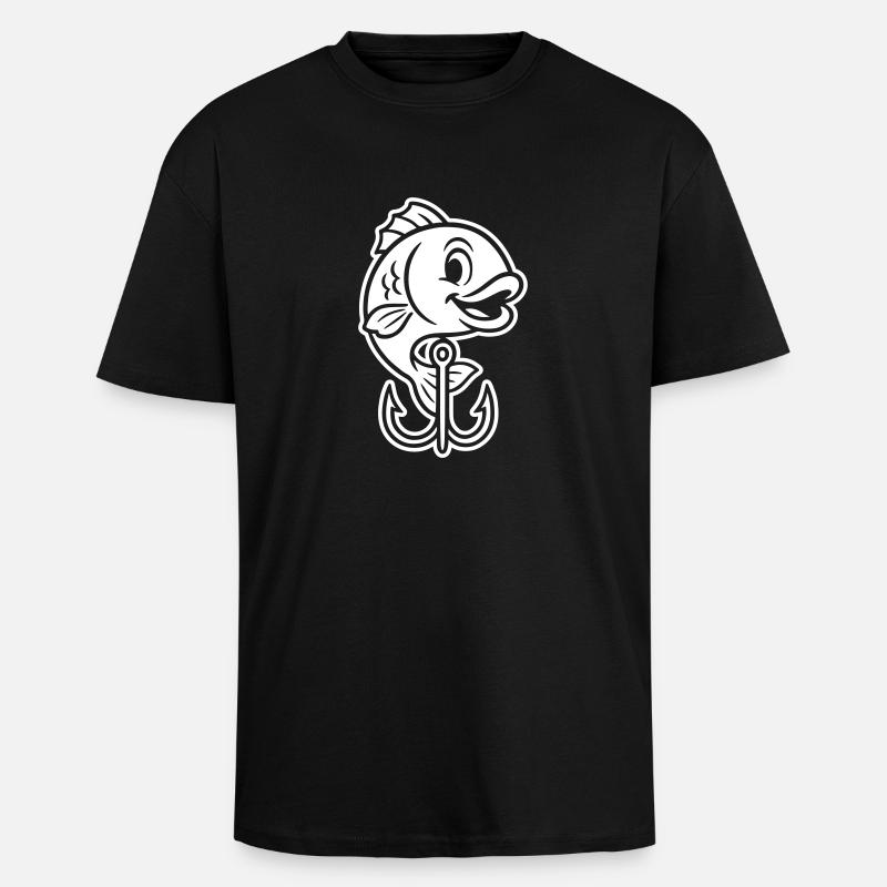 Fishhook Fish Comic - Unisex Oversized Heavyweight T-shirt - black