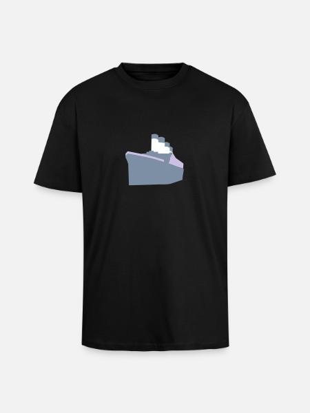Ocean liner vector - Unisex Oversized Heavyweight T-shirt - black