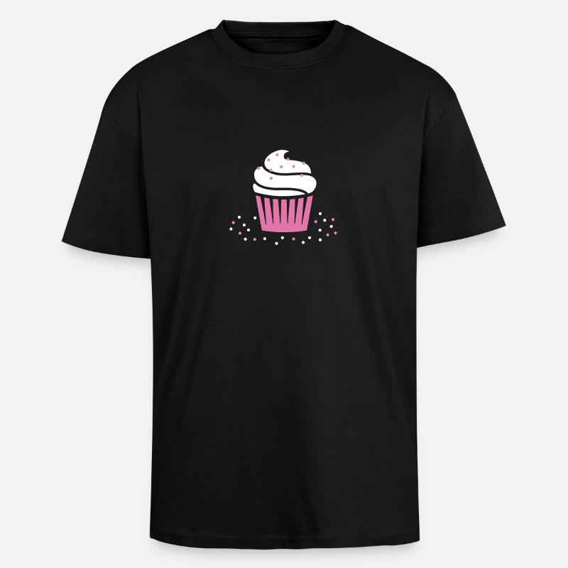 Rosa Cupcake - Oversized Heavyweight Unisex T-Shirt - Schwarz