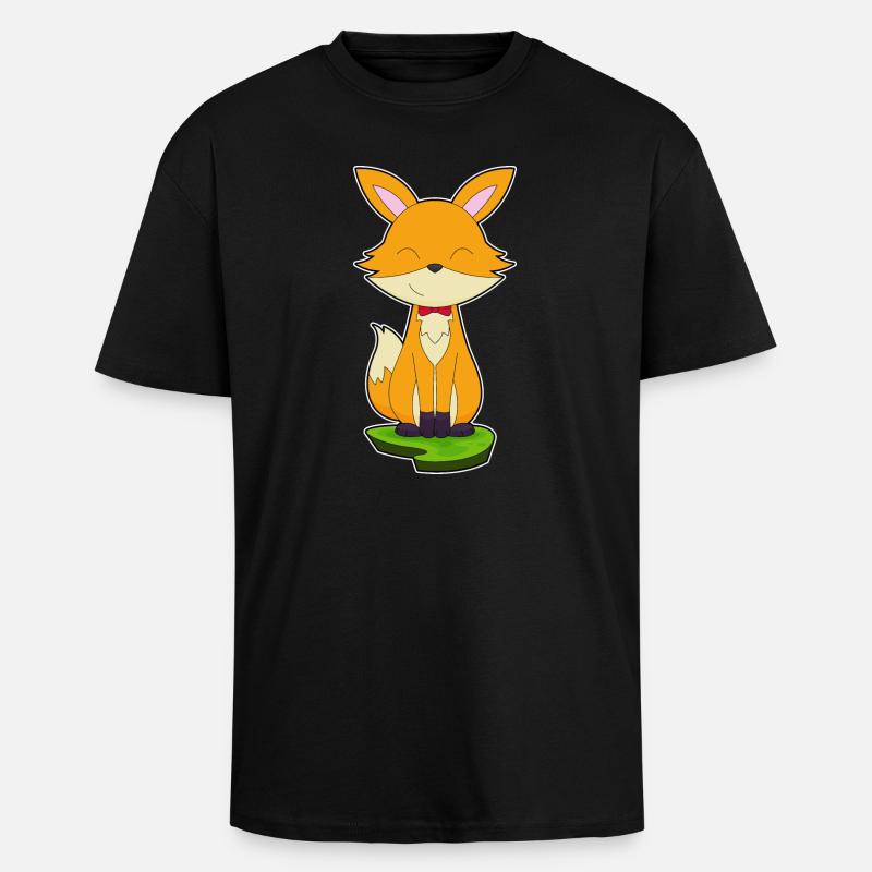 Fuchs Gentleman Fliege - Oversized Heavyweight Unisex T-Shirt - Schwarz