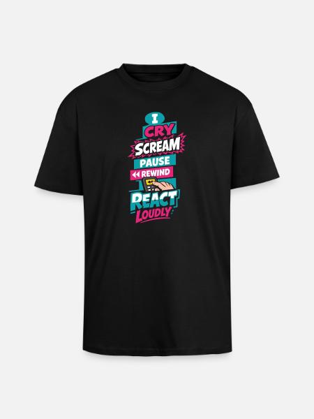 Anime Fangirl Screams Anime Reaction - Unisex Oversized Heavyweight T-shirt - black