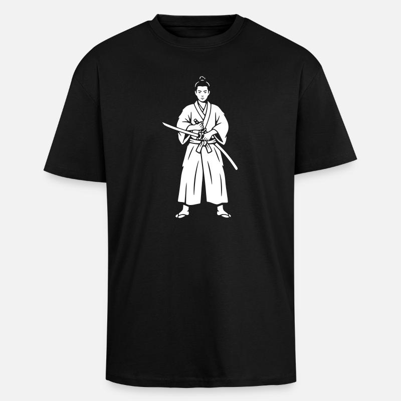 Samurai Iaido Concentration Katana - Unisex Oversized Heavyweight T-shirt - black