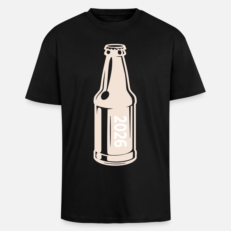 Bouteille de bière 2026 - T-shirt unisexe oversize épais - noir