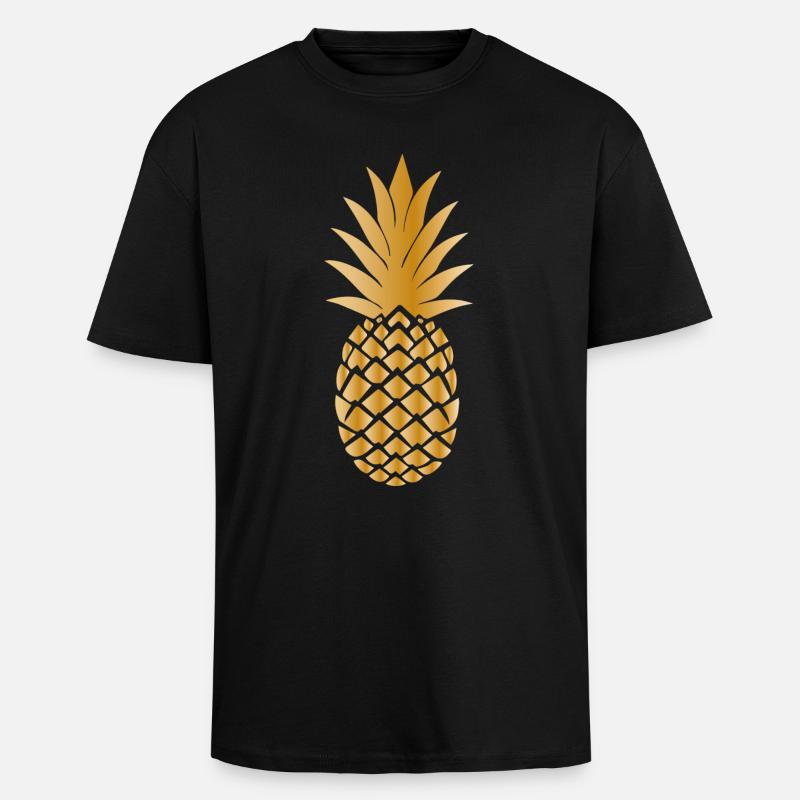 Goldene Ananas - Oversized Heavyweight Unisex T-Shirt - Schwarz