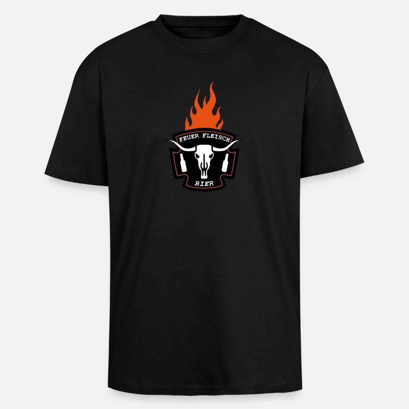 Feuer Fleisch Bier - Oversized Heavyweight Unisex T-Shirt - Schwarz