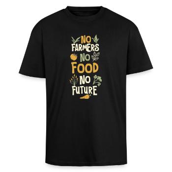 Pas d’agriculteurs, pas de nourriture, pas d’avenir, d’agriculteur, d’agriculteur - T-shirt unisexe oversize épais - noir - Devant - Alina (178cm) & Michal (187cm)