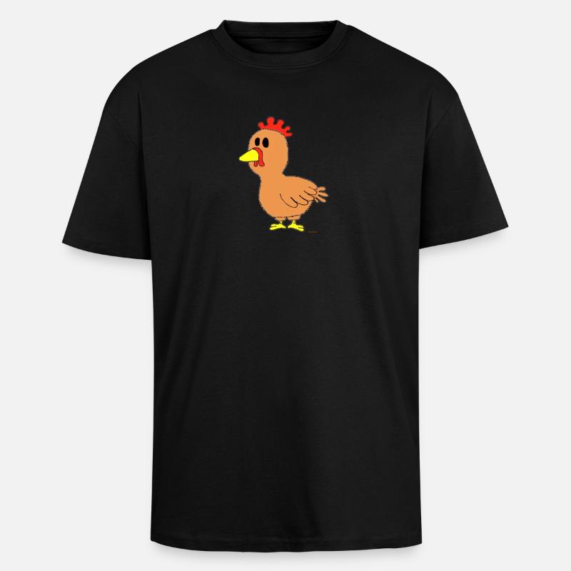 Huhn / Chicken - Oversized Heavyweight Unisex T-Shirt - Schwarz