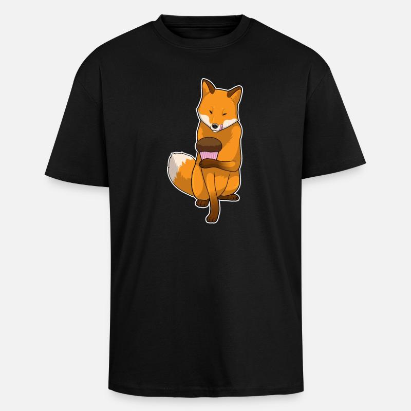 Fuchs Muffin - Oversized Heavyweight Unisex T-Shirt - Schwarz