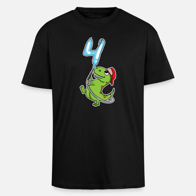 4e anniversaire dinosaure - T-shirt unisexe oversize épais - noir