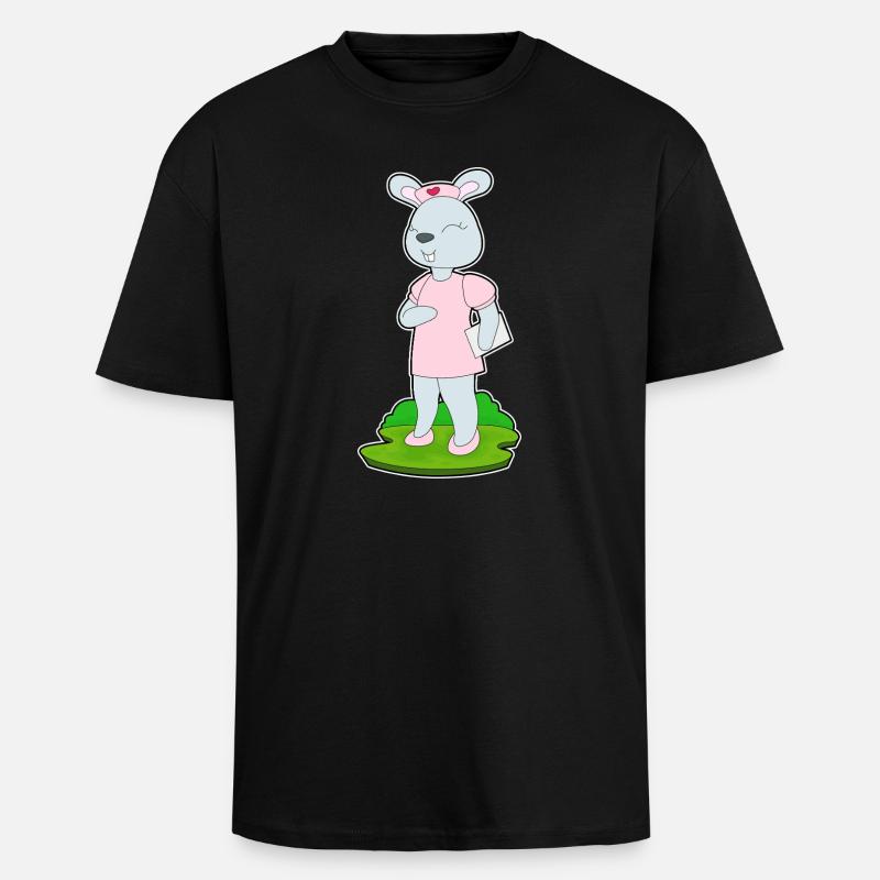 Infirmière lapin - T-shirt unisexe oversize épais - noir