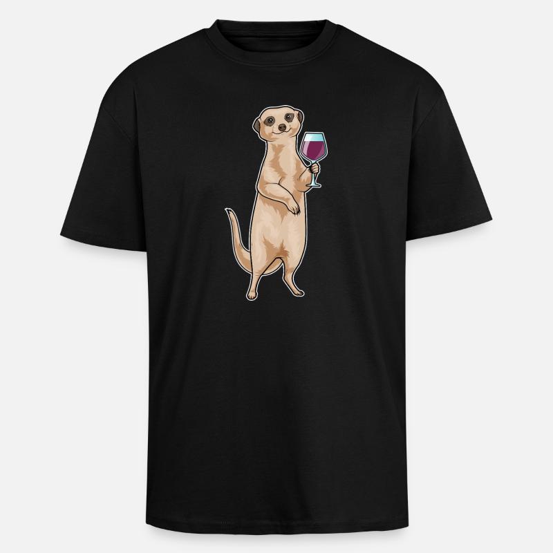 Vin rouge de suricate - T-shirt unisexe oversize épais - noir