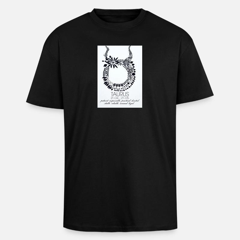 Taurus Blüten-Ornament - Oversized Heavyweight Unisex T-Shirt - Schwarz