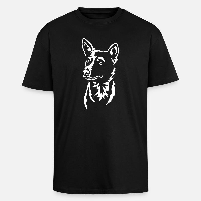 Basenji Kopf "BlackEdition" - Oversized Heavyweight Unisex T-Shirt - Schwarz