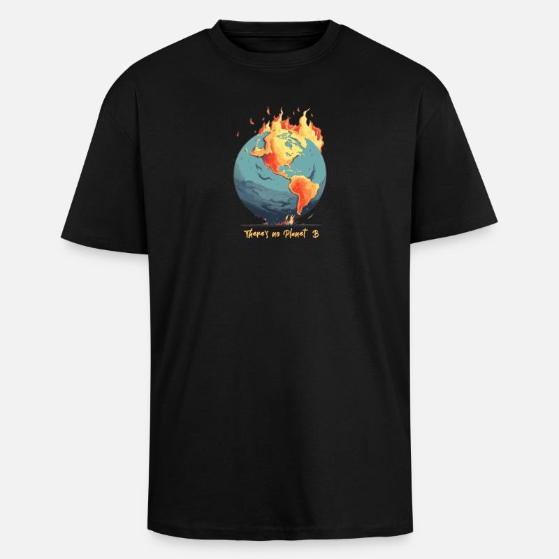 Die Welt Brennt - Oversized Heavyweight Unisex T-Shirt - Schwarz