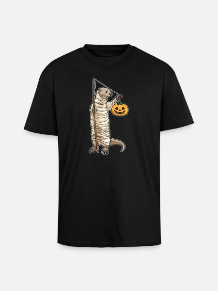 Otter Halloween Fishing - Unisex Oversized Heavyweight T-shirt - black