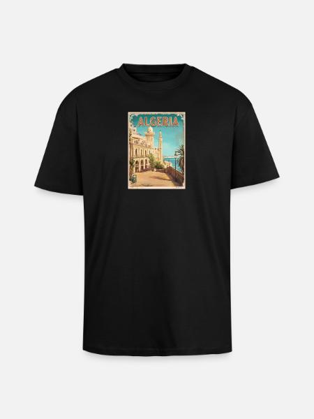 Algeria Coastal Historical View - Unisex Oversized Heavyweight T-shirt - black