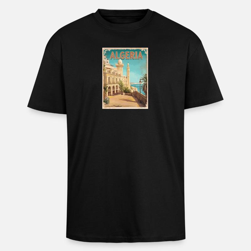 Algerien Küste Historischer Blick - Oversized Heavyweight Unisex T-Shirt - Schwarz