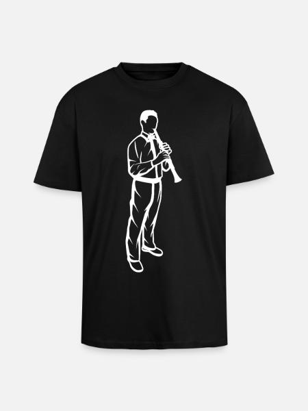 Little clarinet player - Unisex Oversized Heavyweight T-shirt - black