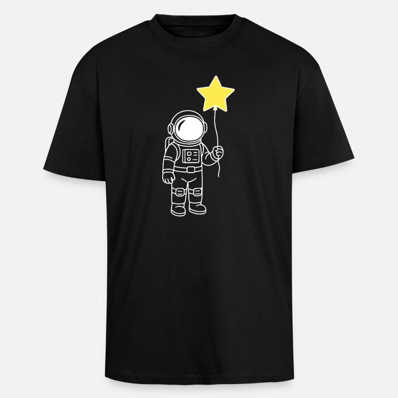Astronaut mit Stern-Ballon – Space Artwork - Oversized Heavyweight Unisex T-Shirt - Schwarz