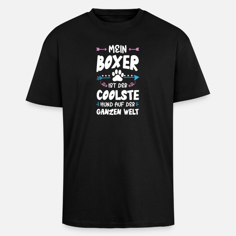 boxer hund spruch - Oversized Heavyweight Unisex T-Shirt - Schwarz