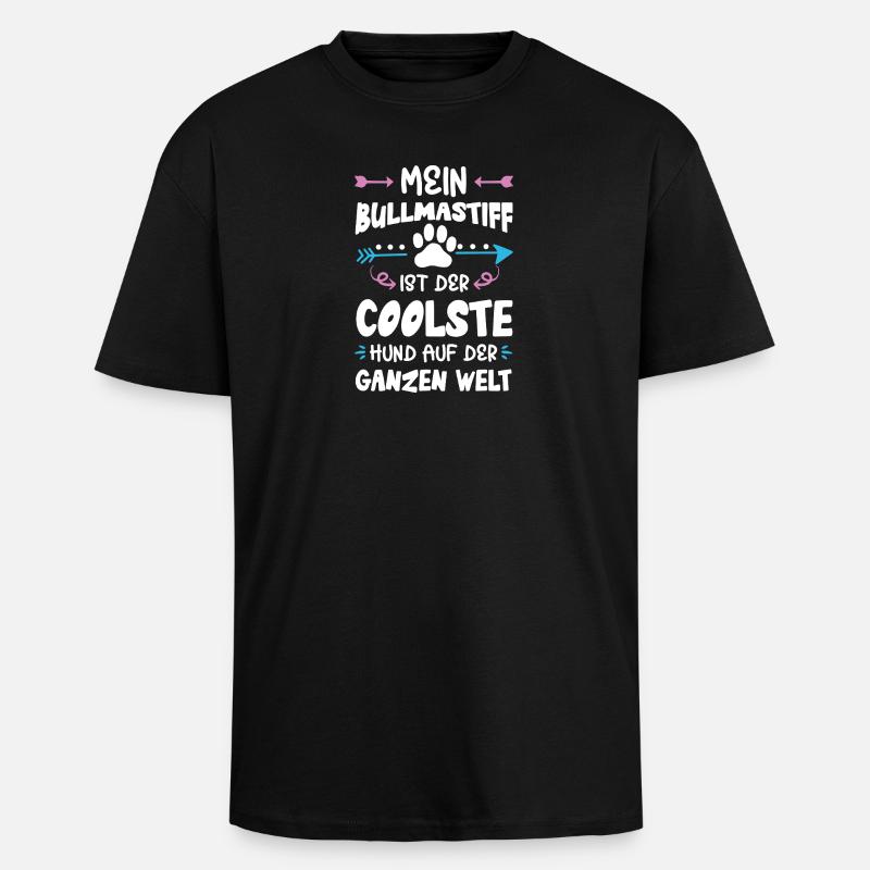 bullmastiff hund spruch - Oversized Heavyweight Unisex T-Shirt - Schwarz
