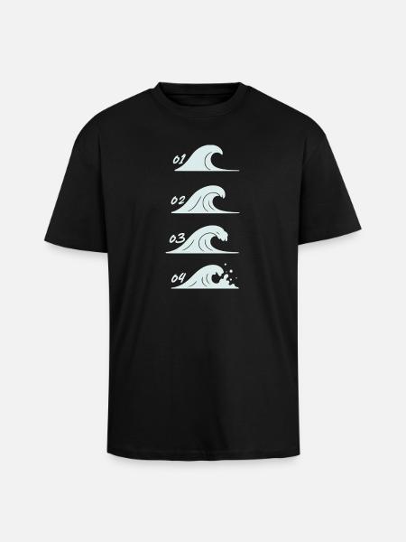 Minimalist Waves Illustration Sea - Unisex Oversized Heavyweight T-shirt - black