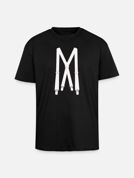 White suspenders illustration - Unisex Oversized Heavyweight T-shirt - black
