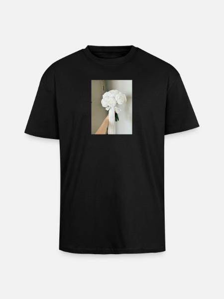 Peony Flower T-shirt - Unisex Oversized Heavyweight T-shirt - black