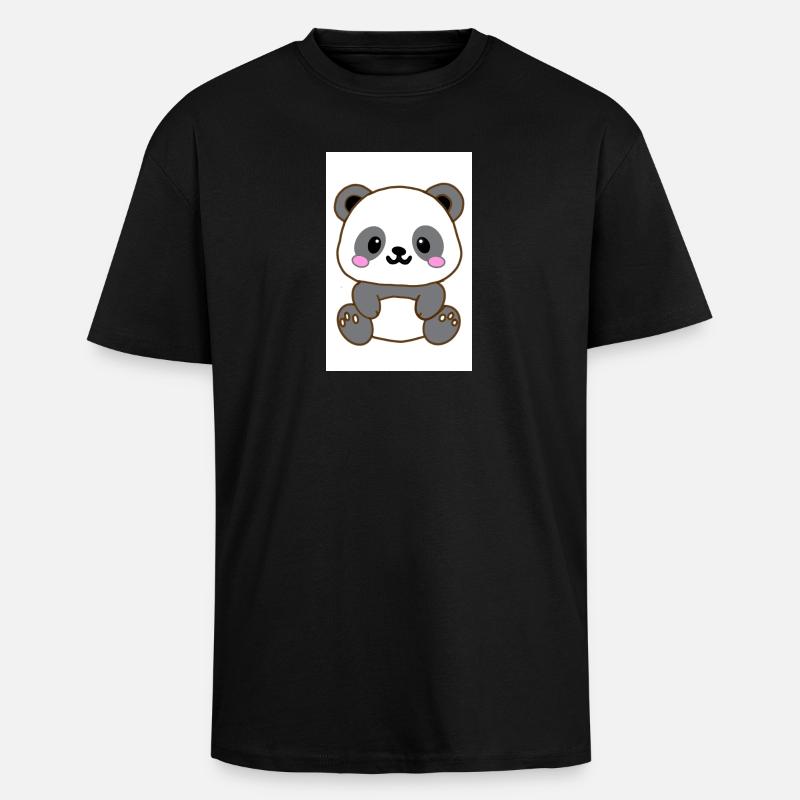 Kawaii Panda - Oversized Heavyweight Unisex T-Shirt - Schwarz