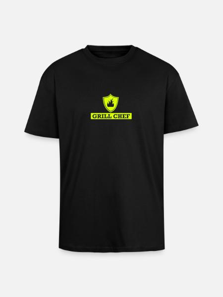 Grill,Grillen,BBQ,Koch,Chef,Fleisch,Sommer,Wurst, - Oversized Heavyweight Unisex T-Shirt - Schwarz