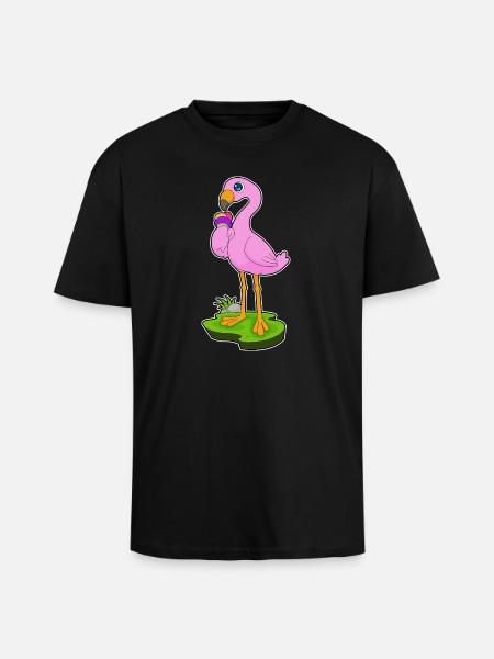 Flamingo Waffeleis - Oversized Heavyweight Unisex T-Shirt - Schwarz