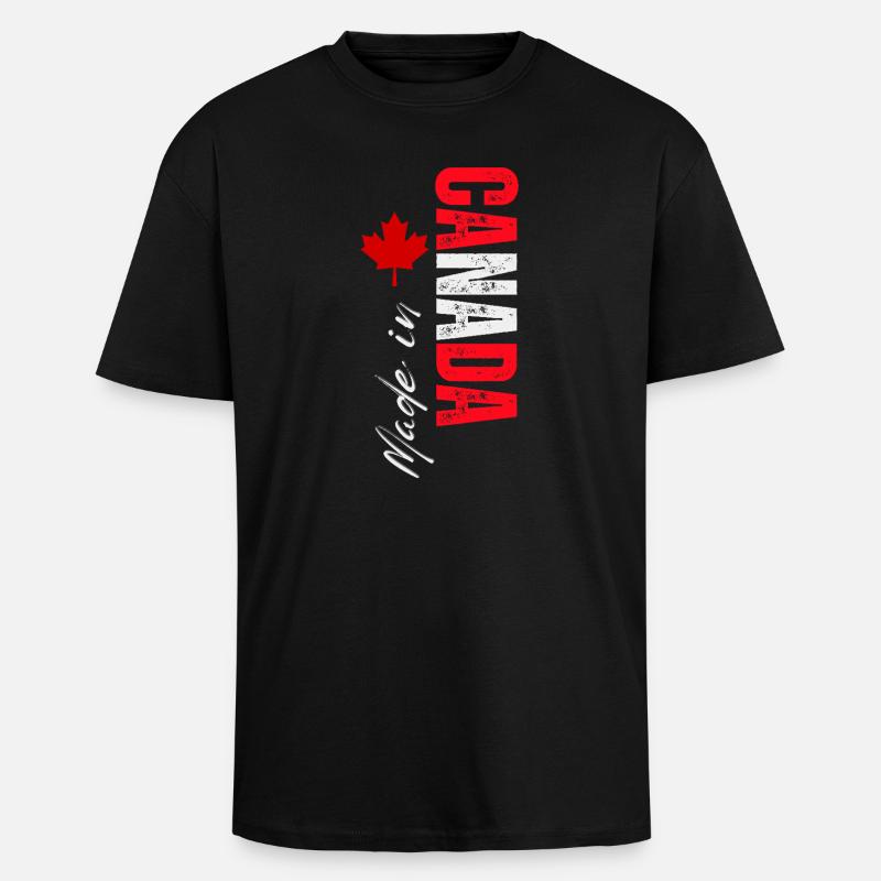 Fabriqué au Canada, design vertical - T-shirt unisexe oversize épais - noir
