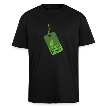 etikett_stp - T-shirt unisexe oversize épais - noir - Devant - Alina (178cm) & Michal (187cm)