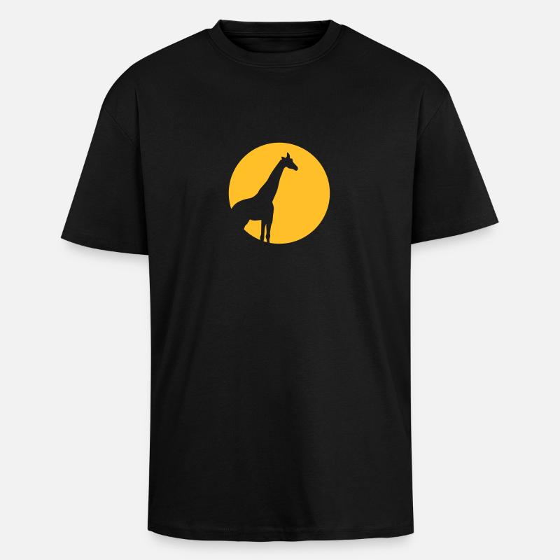 Giraffe - Oversized Heavyweight Unisex T-Shirt - Schwarz