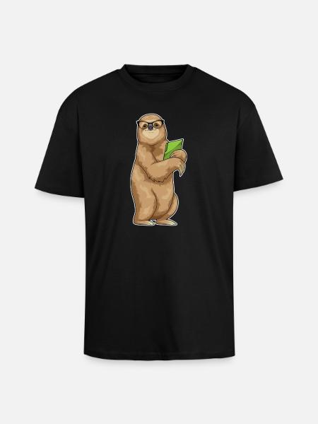 Sloth Secretary Folder Office - Unisex Oversized Heavyweight T-shirt - black