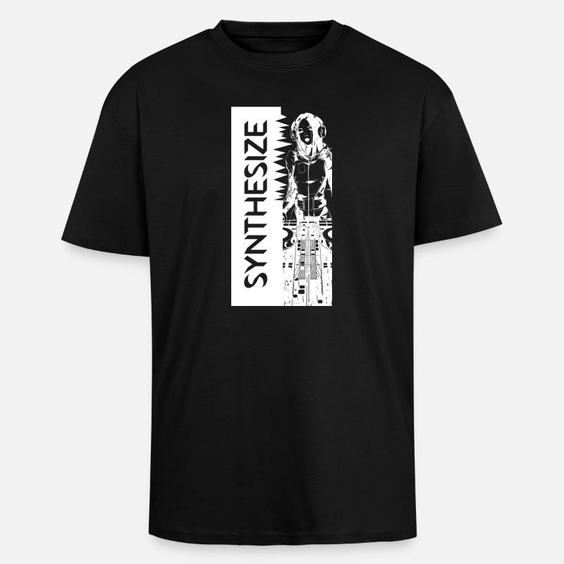 Synth White - Oversized Heavyweight Unisex T-Shirt - Schwarz