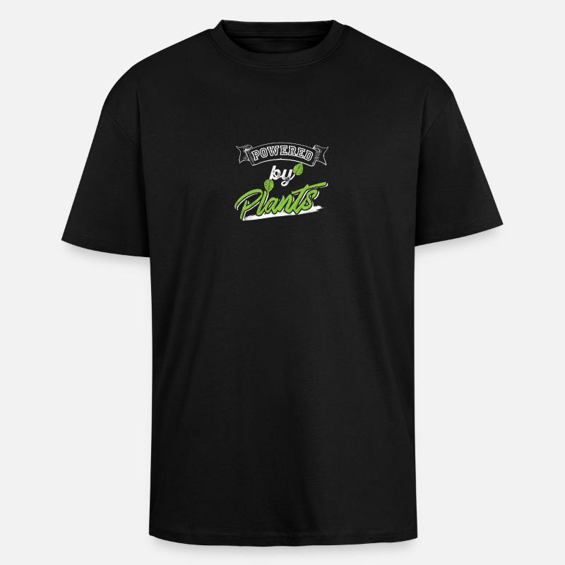 powered by plants - Unisex Oversized Heavyweight T-shirt - black