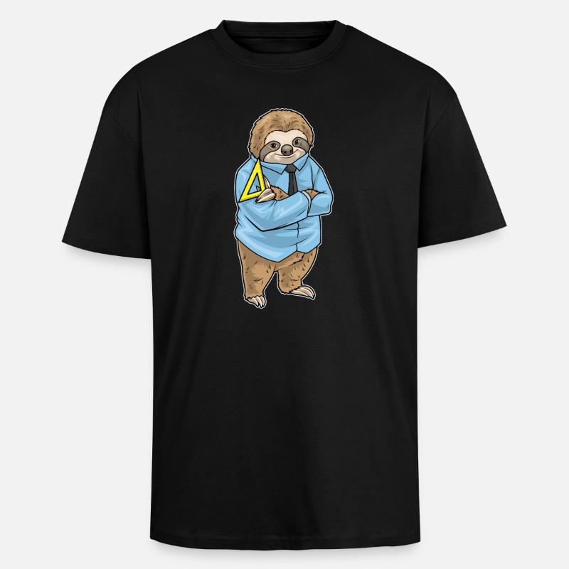 Sloth Math Teacher Triangle - Unisex Oversized Heavyweight T-shirt - black