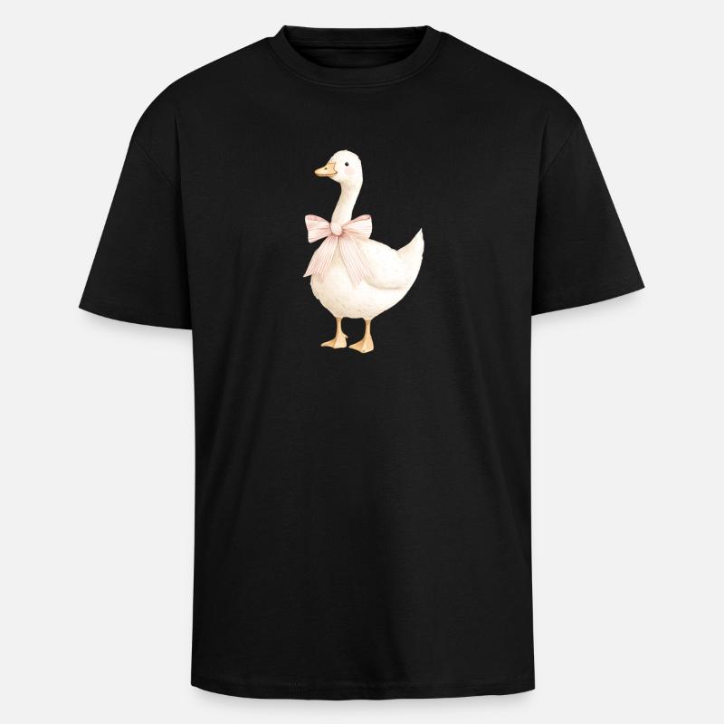 Ente mit rosa Schleife - Oversized Heavyweight Unisex T-Shirt - Schwarz
