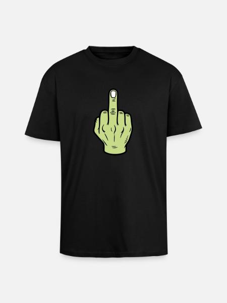Middle Finger Hand Icon - Unisex Oversized Heavyweight T-shirt - black