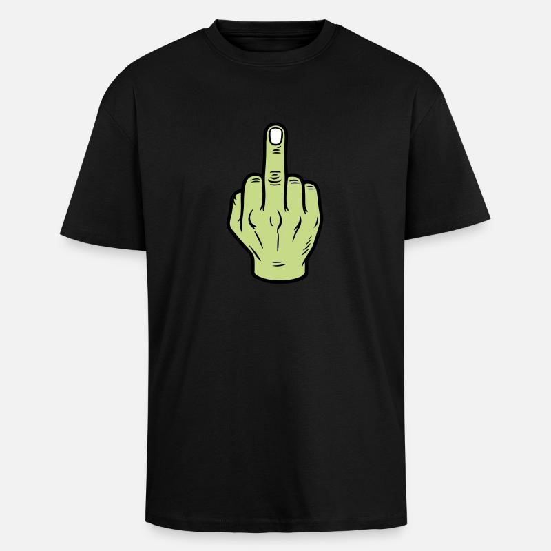 Mittelfinger Hand Symbol - Oversized Heavyweight Unisex T-Shirt - Schwarz