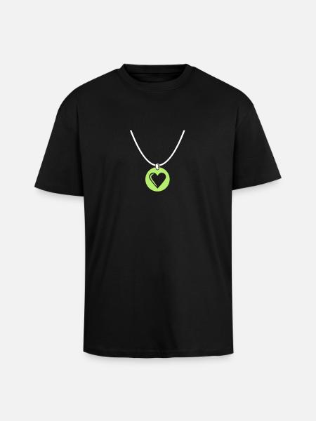 Halskette Herz - Oversized Heavyweight Unisex T-Shirt - Schwarz