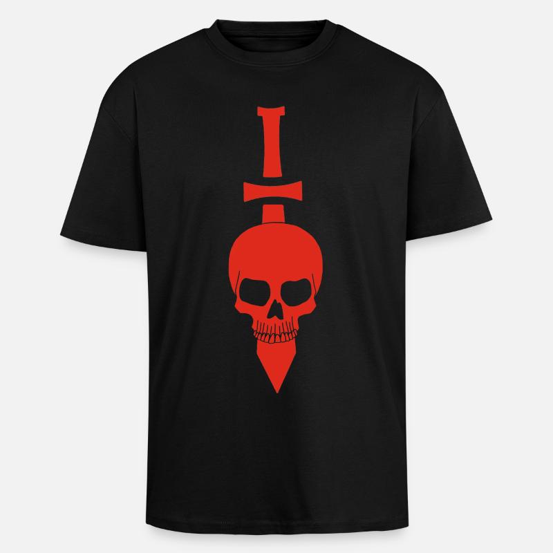 Crâne rouge et épée - T-shirt unisexe oversize épais - noir