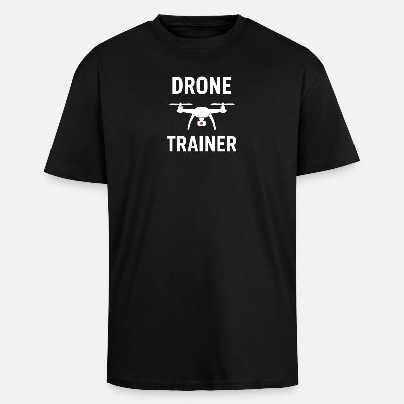 Emblème du formateur de drones - T-shirt unisexe oversize épais - noir