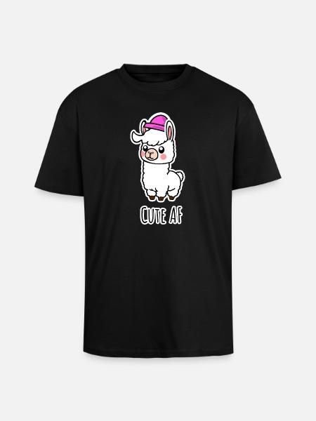 Cute AF Lama Baby oder Alpaka - Oversized Heavyweight Unisex T-Shirt - Schwarz